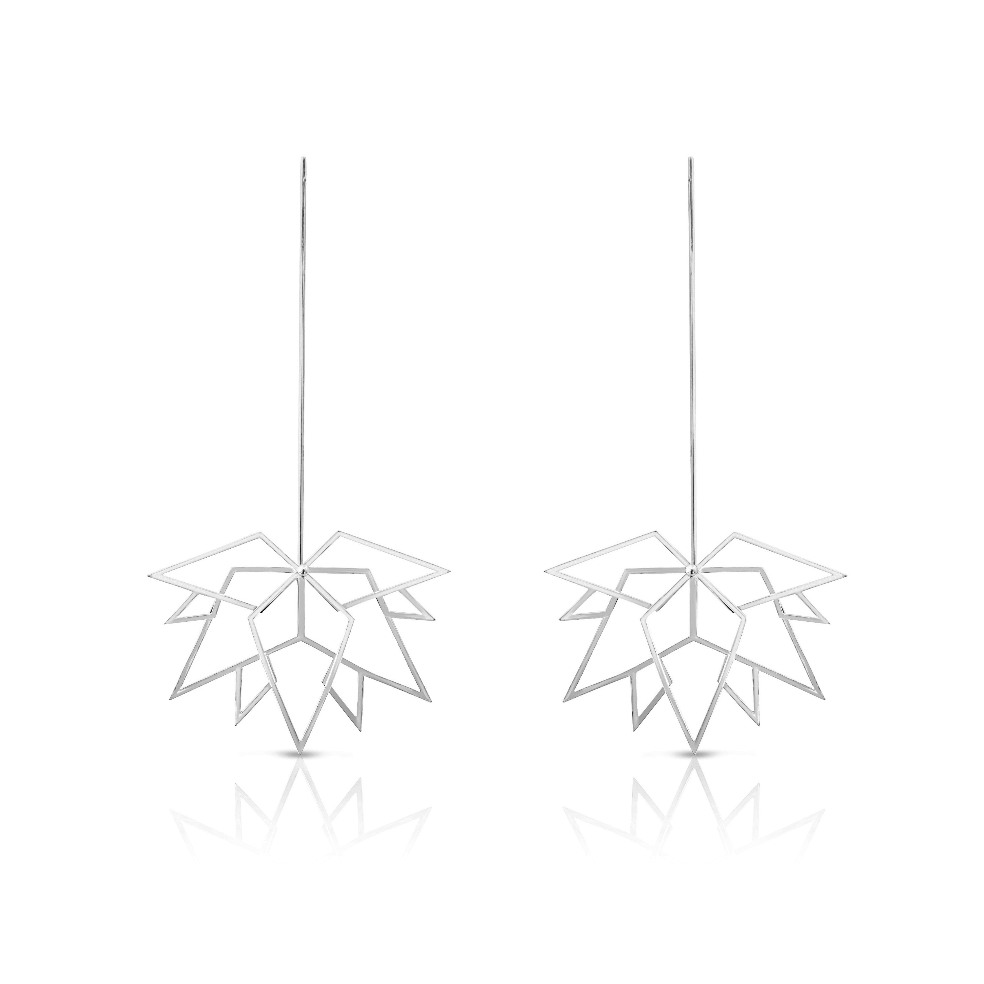 Mini maple leaf silver earrings