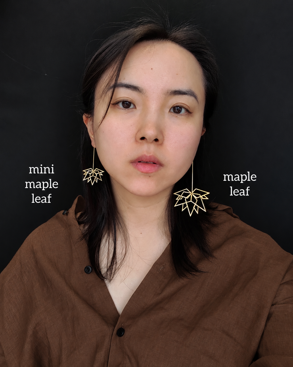 MINI MAPLE LEAF GOLD EARRINGS