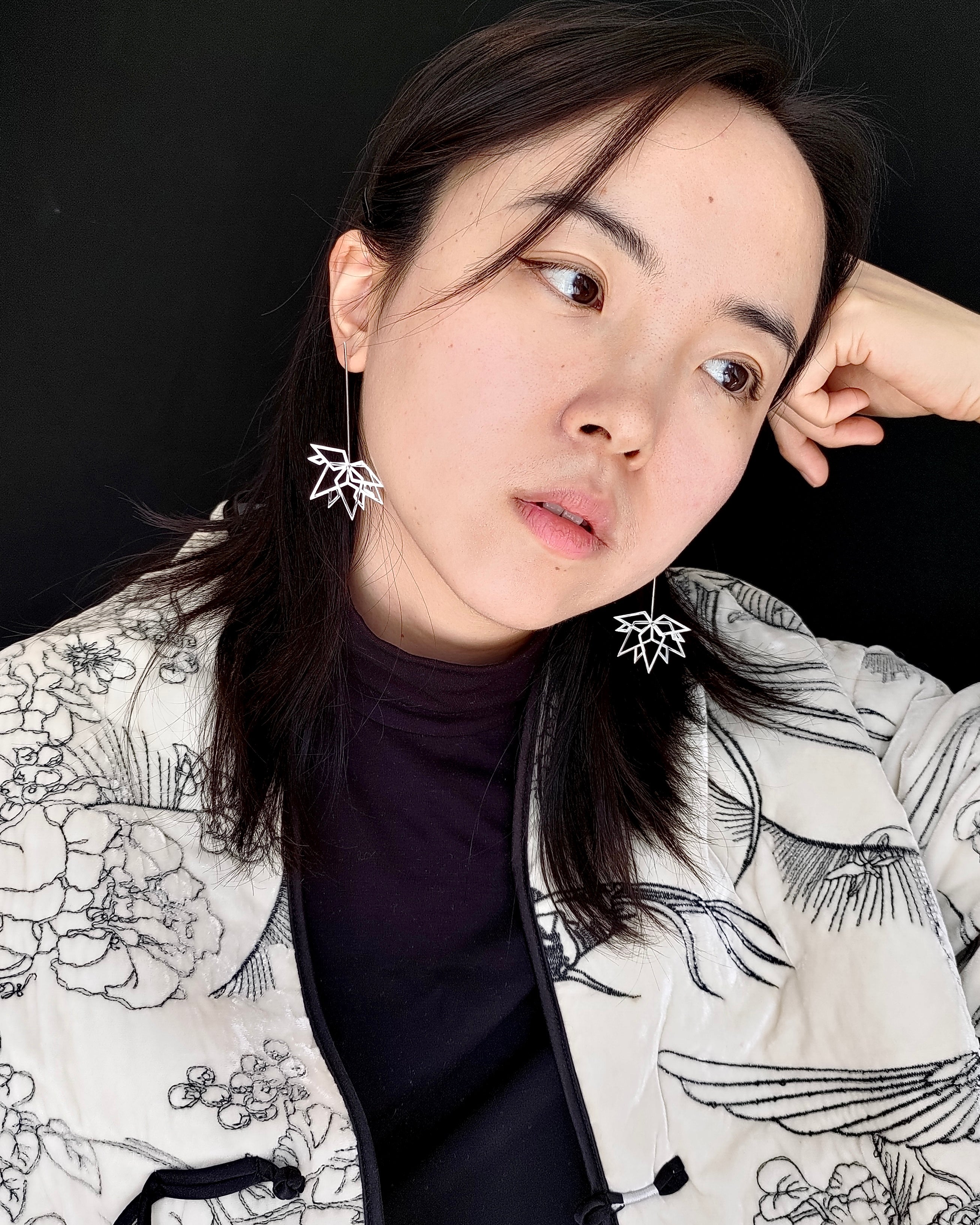 Mini maple leaf silver earrings