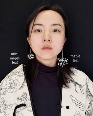 Mini maple leaf silver earrings
