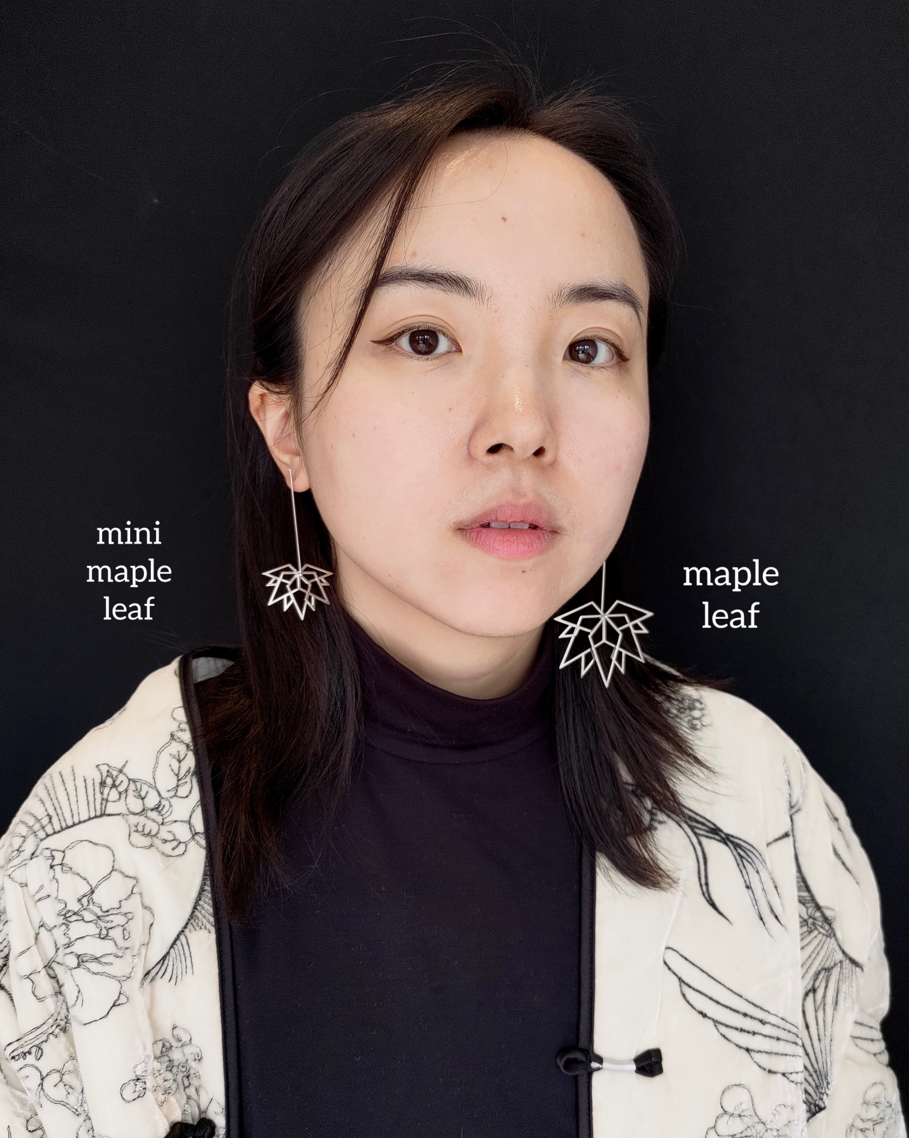 Mini maple leaf silver earrings