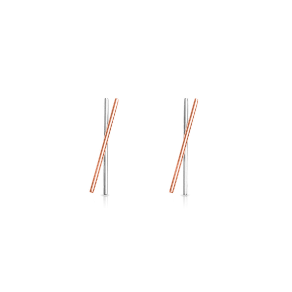 MINI TICK TOCK TWO TONE EARRINGS - ROSE GOLD/SILVER