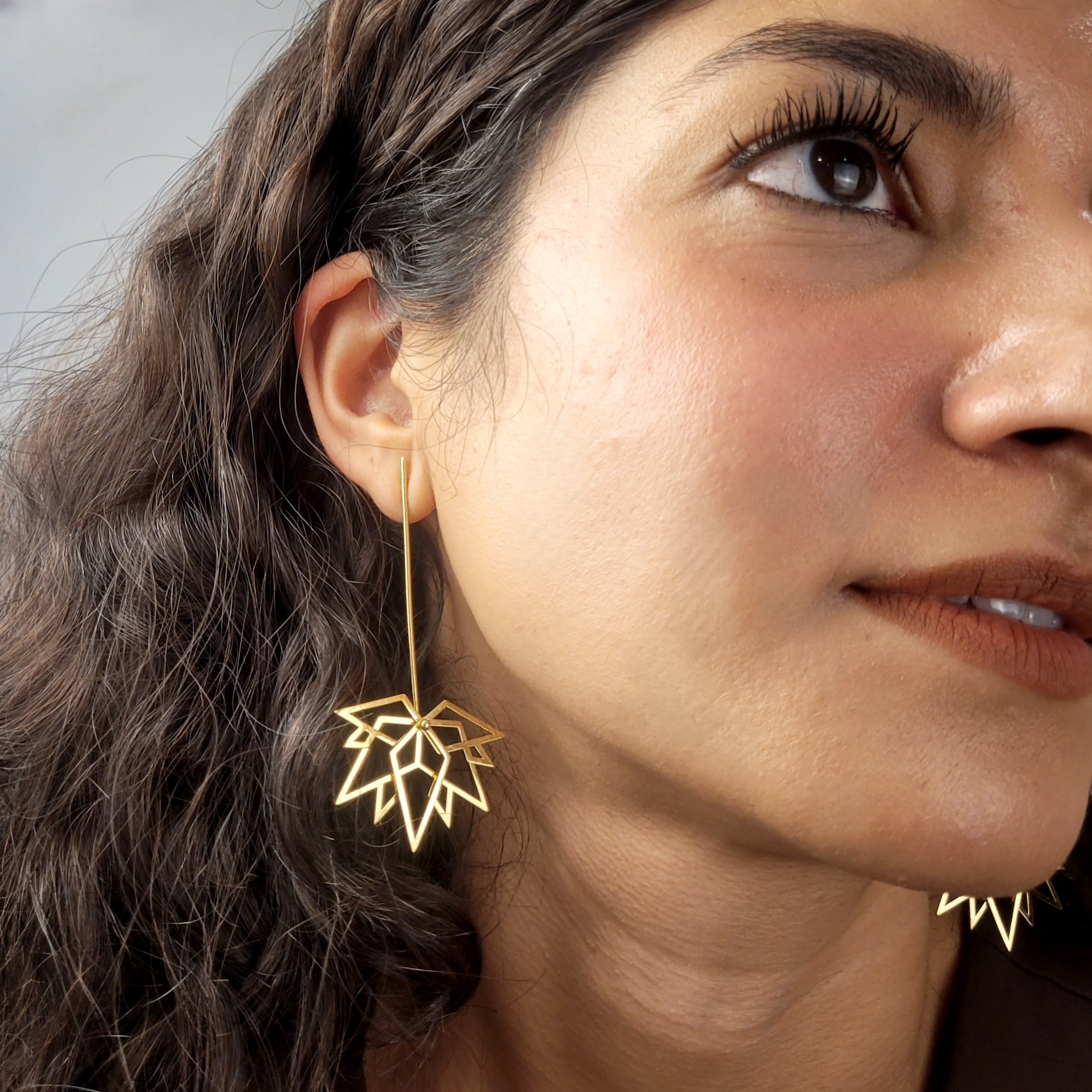 Mini maple leaf gold earrings