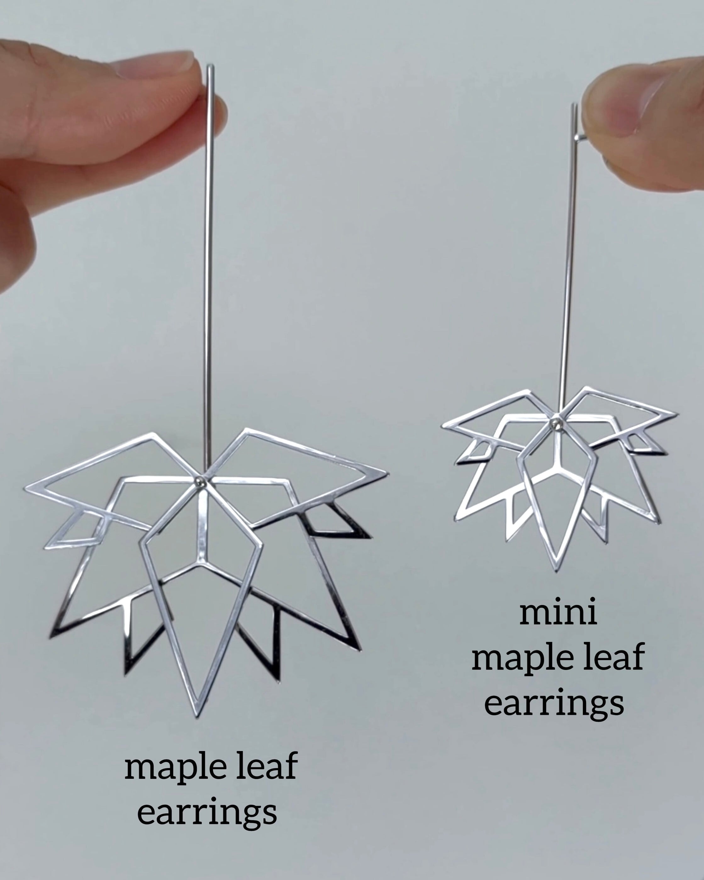 Mini maple leaf silver earrings