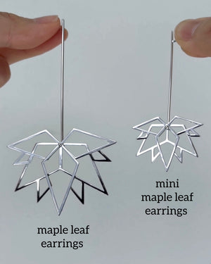 Mini maple leaf silver earrings