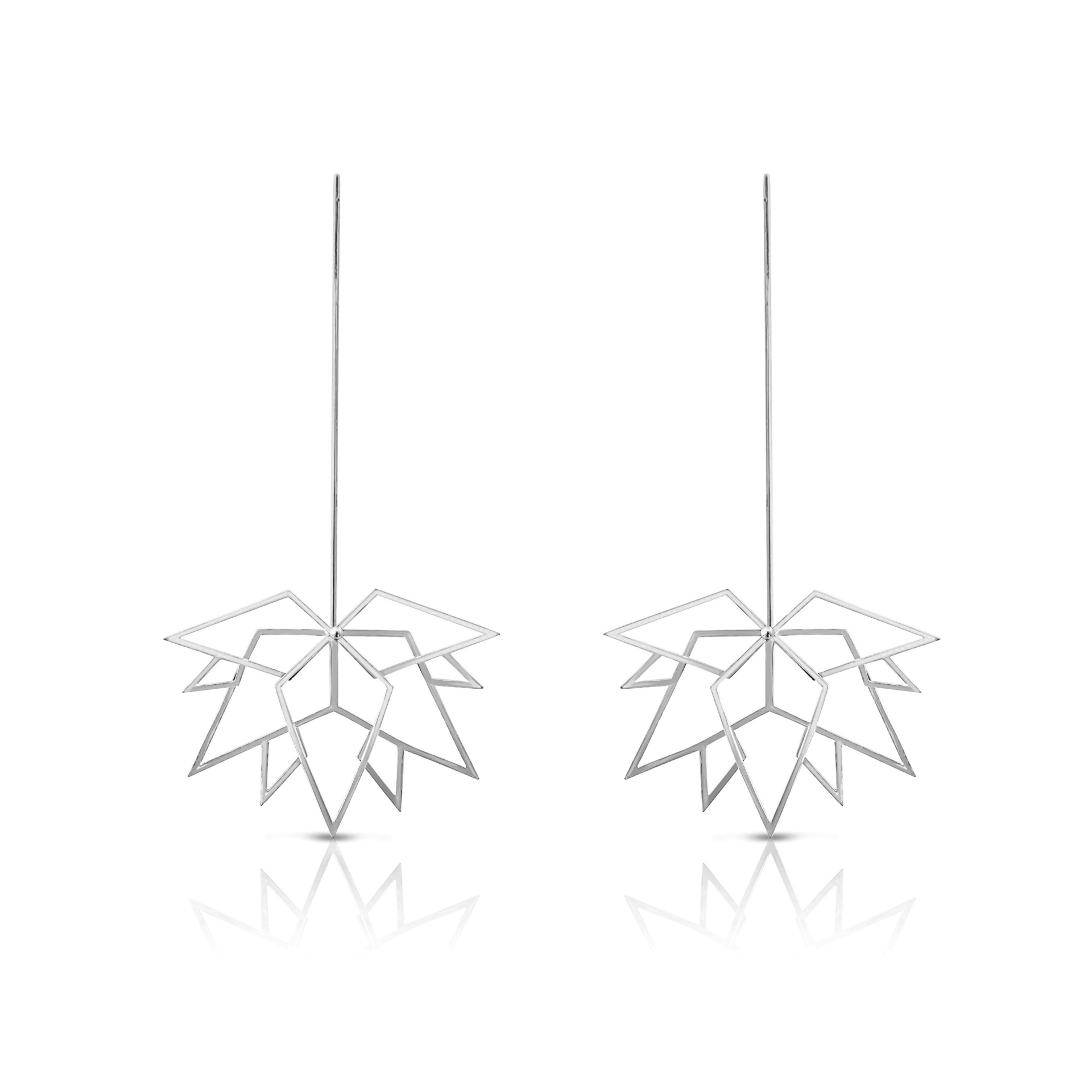 Mini maple leaf silver earrings