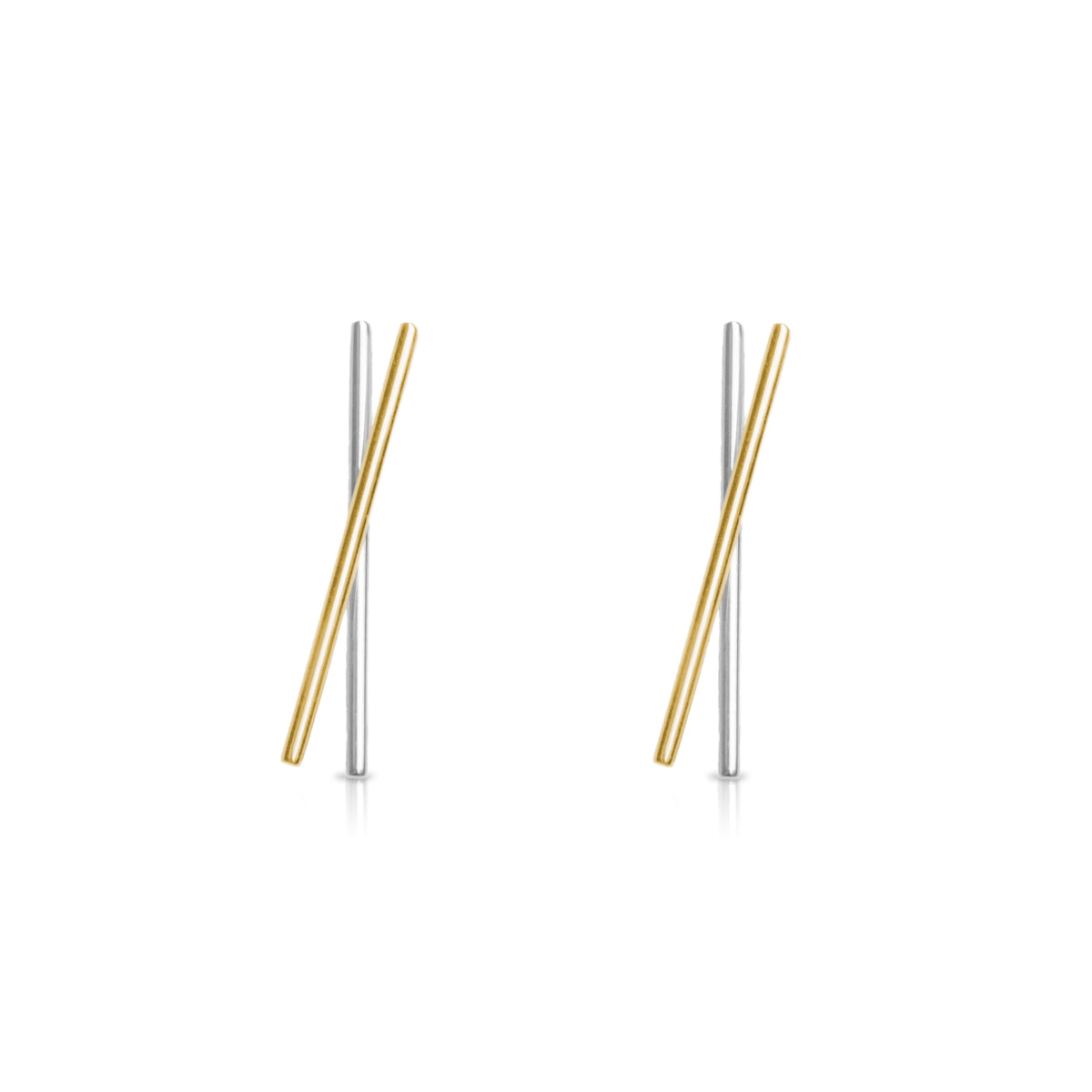MINI TICK TOCK TWO TONE EARRINGS - GOLD/SILVER