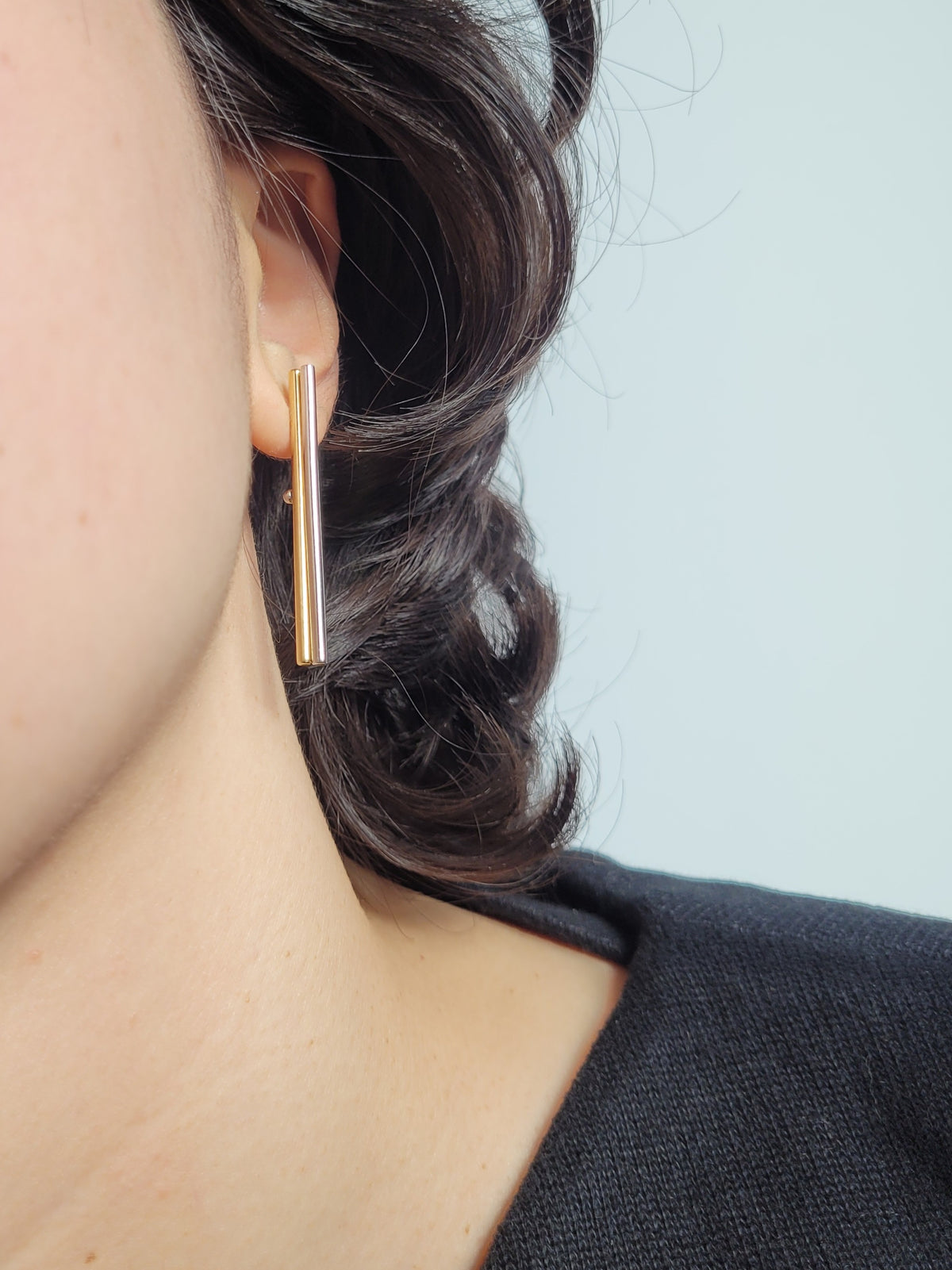 MINI TICK TOCK TWO TONE EARRINGS - SILVER/GOLD