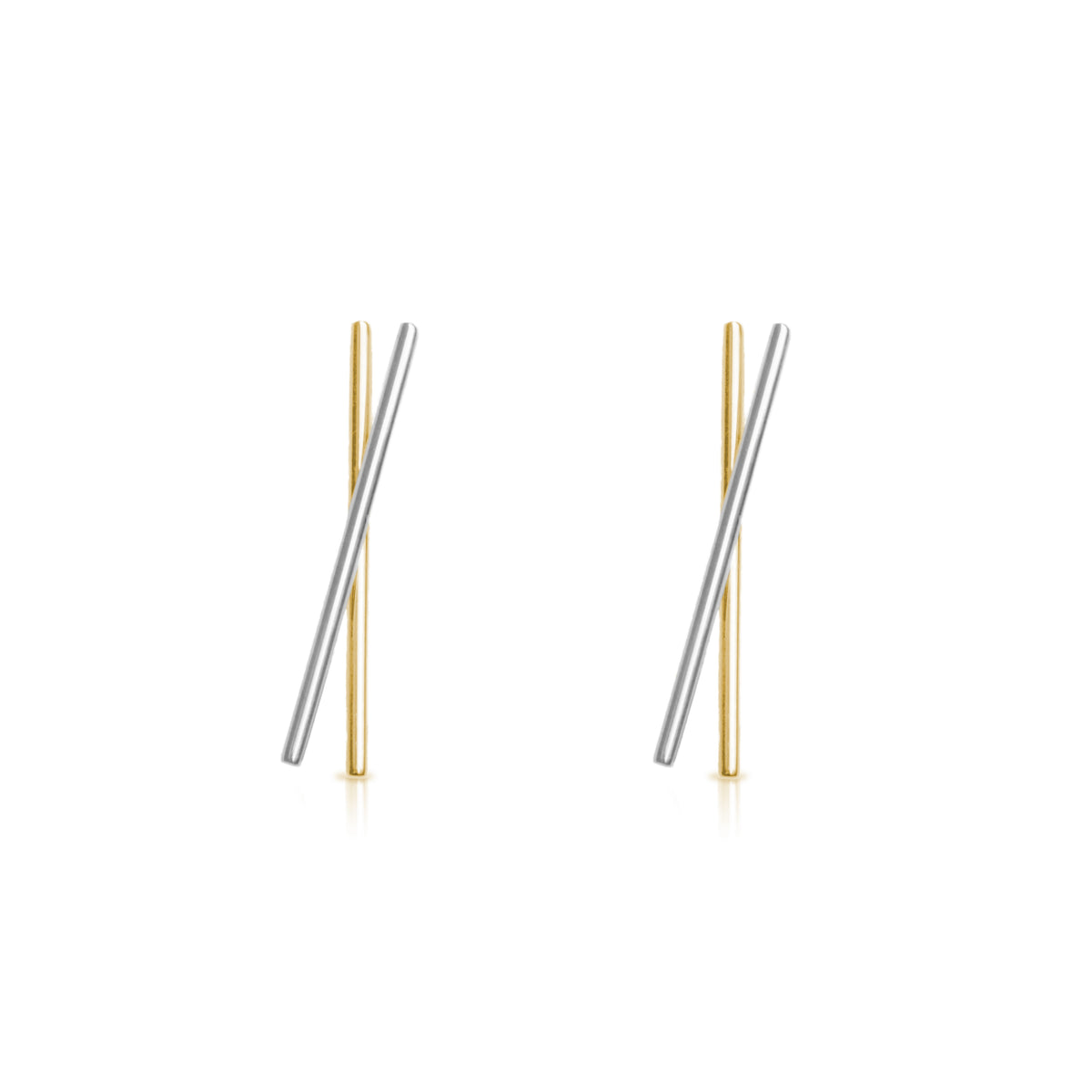 MINI TICK TOCK TWO TONE EARRINGS - SILVER/GOLD